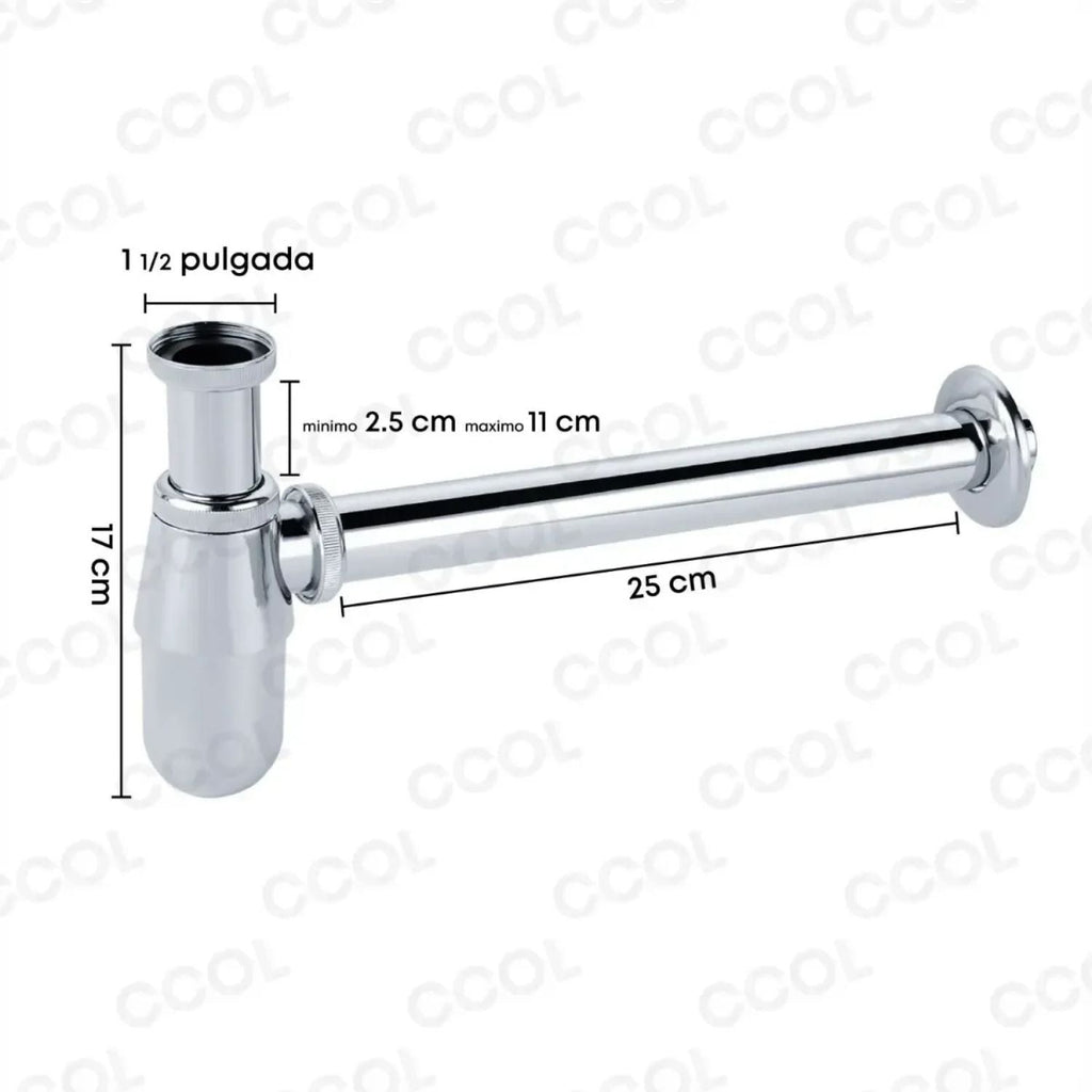 Sifón Botella para Lavamanos de 1 1/4 Pulgadas con Tubo de 25 cm