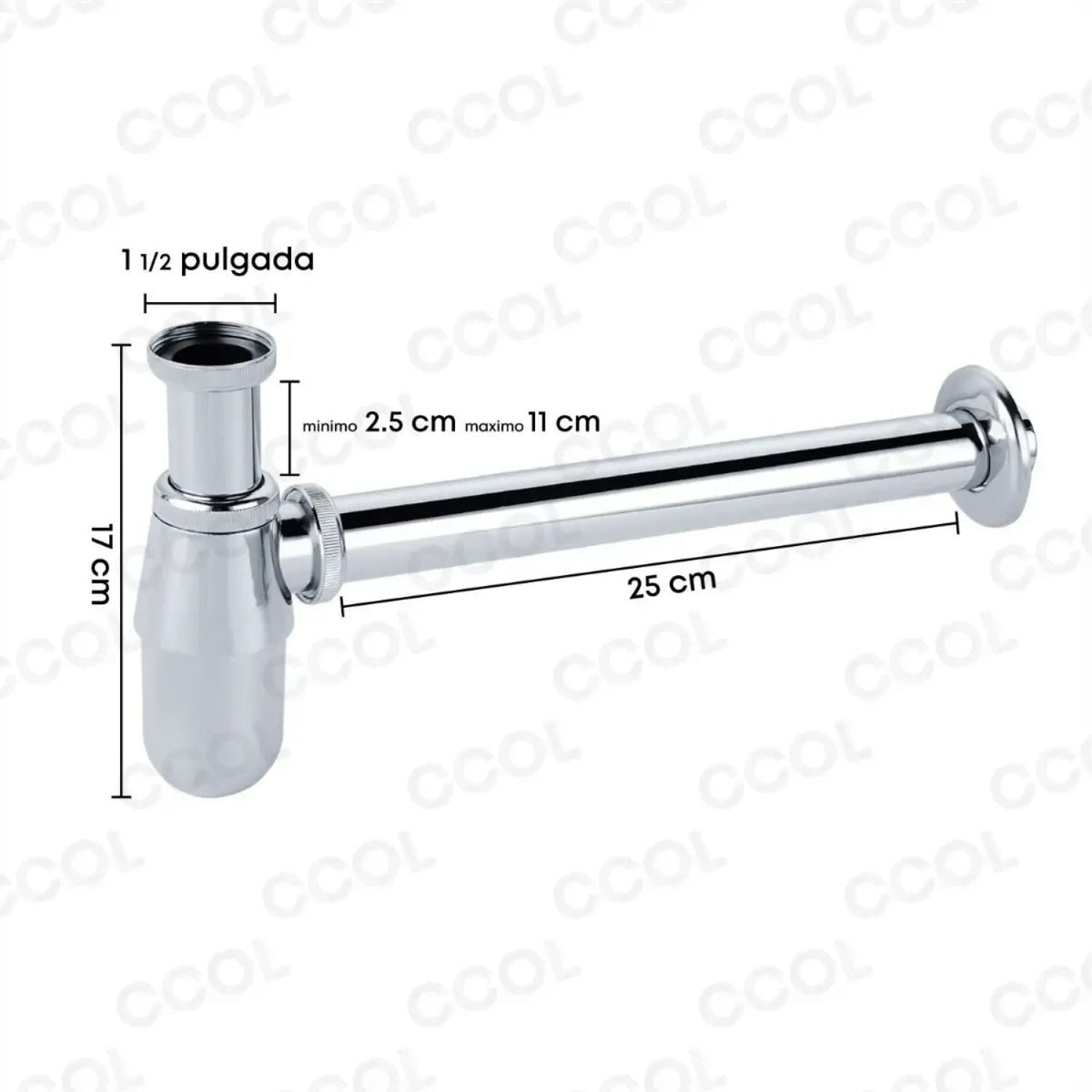 Sifón Botella para Lavamanos de 1 1/4 Pulgadas con Tubo de 25 cm