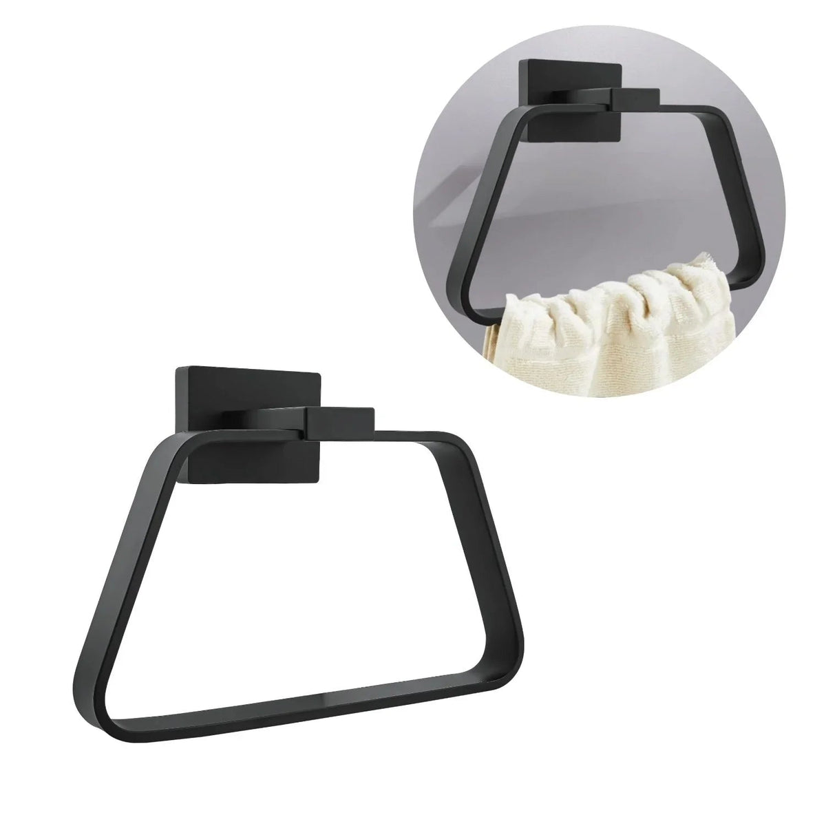 Toallero Aro Perla Negro En Aluminio