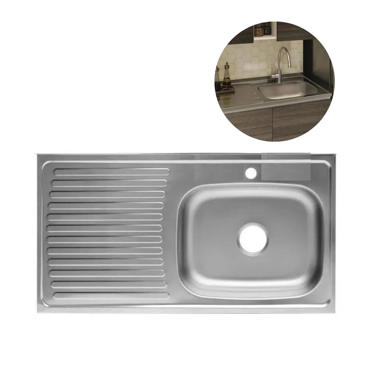 Lavaplatos Acero Inoxidable Poceta Derecha 1 * 0.52 Mts 1 hueco