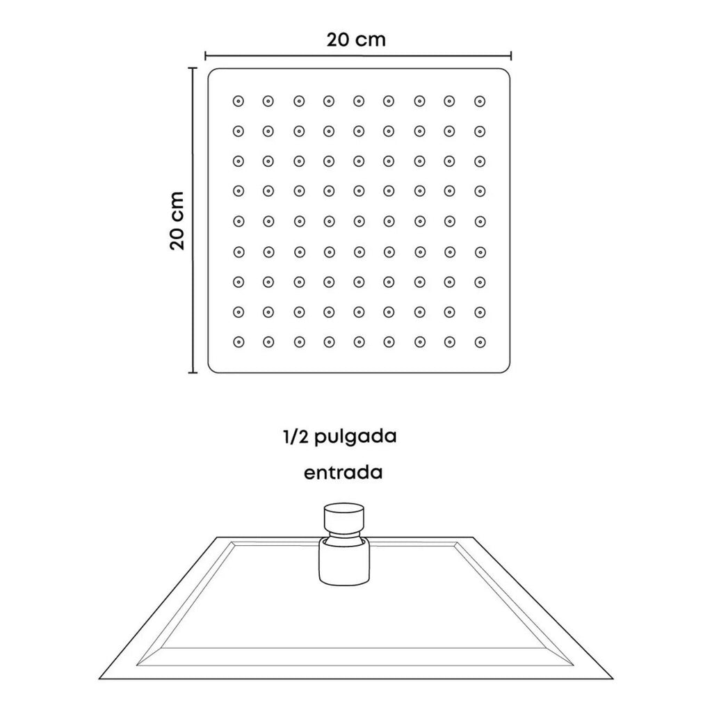 Regadera Cuadrada Satinada de 8 Pulgadas
