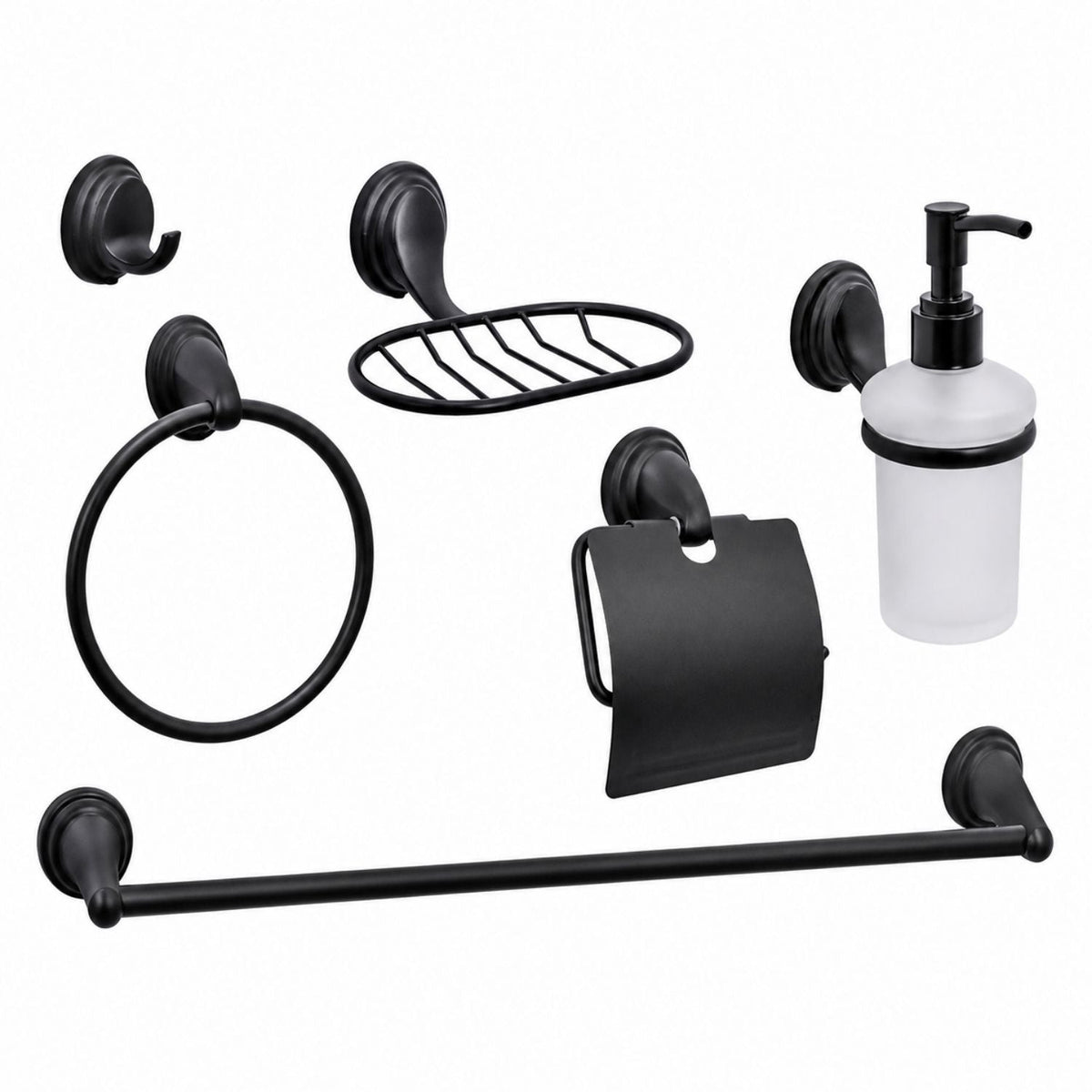 Set de Accesorios de Baño Notte Negro de 6 Piezas
