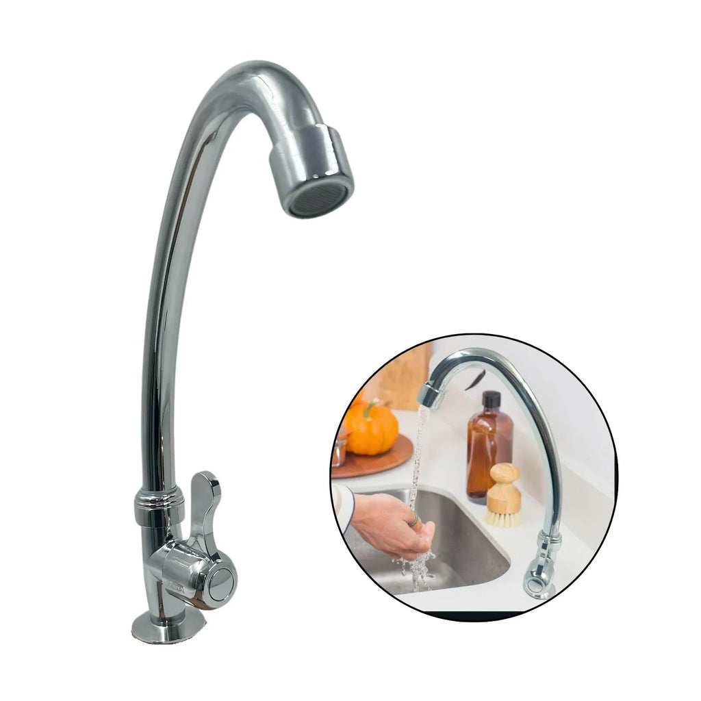 Grifería para Lavaplatos Cuello Alto Cromada 32,5 cm