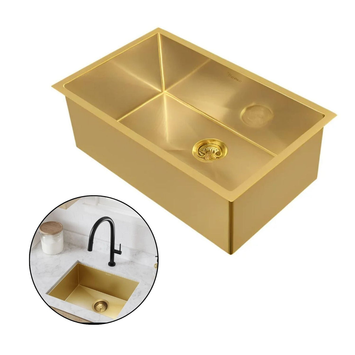 Lavaplatos Empotrado Acero 304 Dorado Mate 60 X 45 X 21 cm
