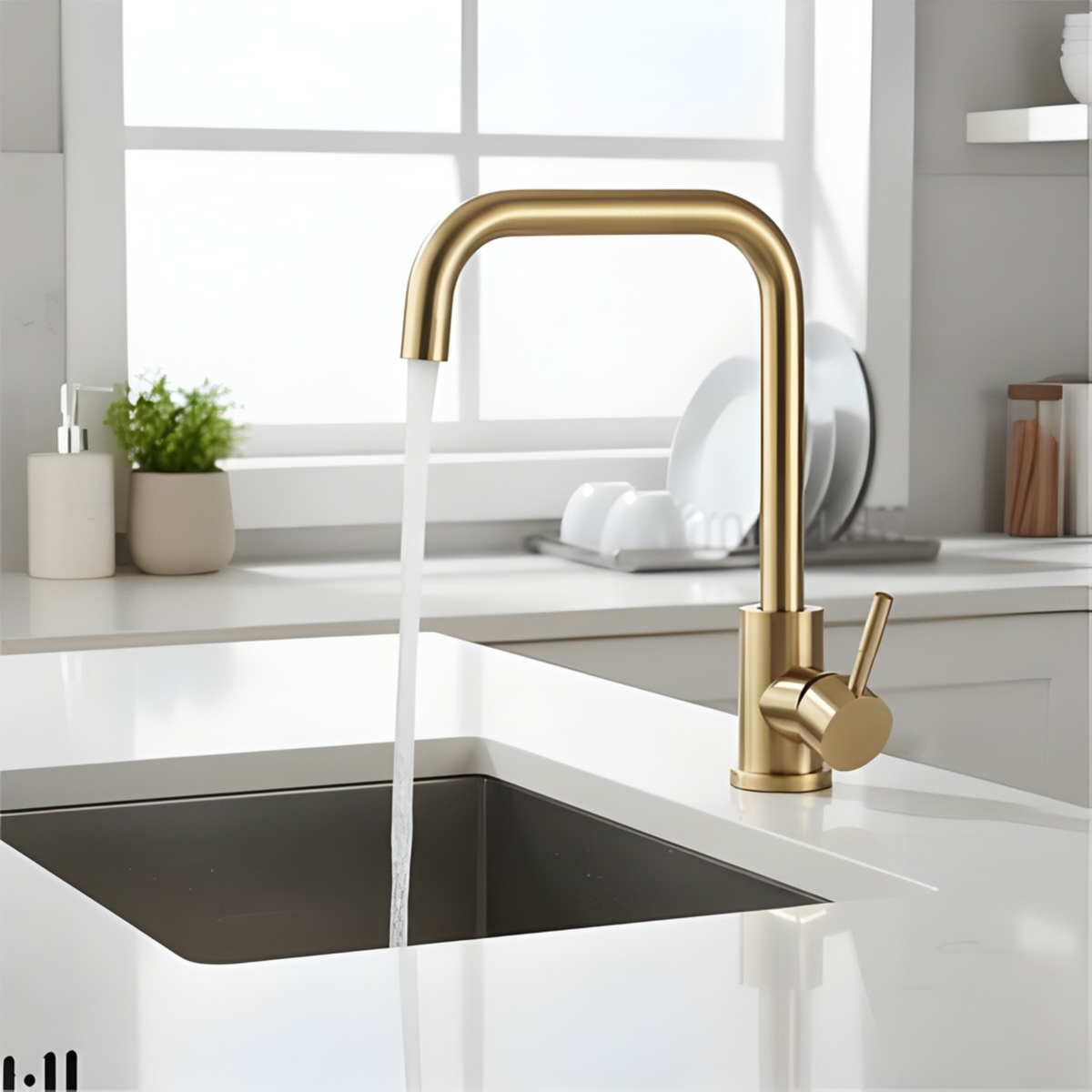 Grifo Monocontrol Para Cocina Dorado Cepillado 30 cm de alto