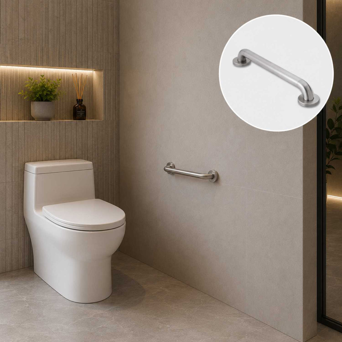 Barra de seguridad en acero inoxidable 304 de 30 cm para baño