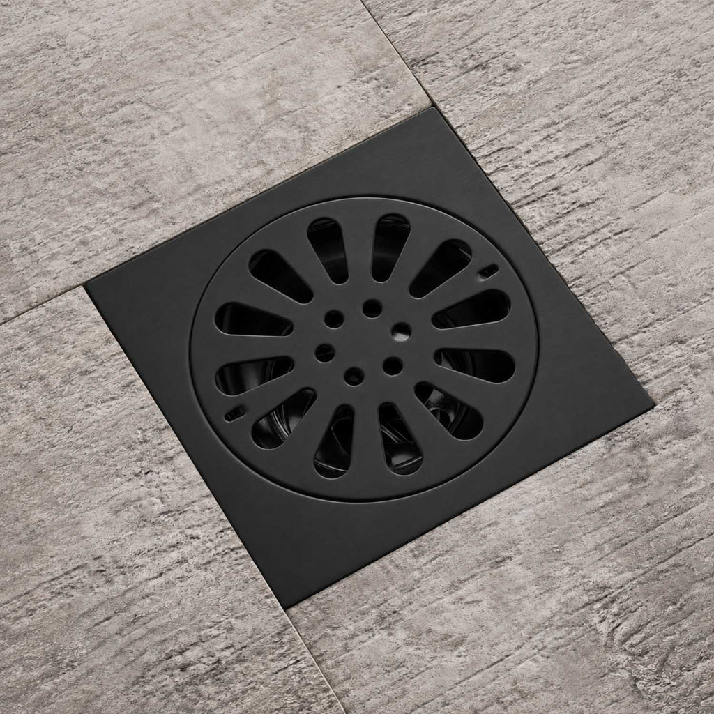 Rejilla De Piso Flor Negra 10 X 10 cm