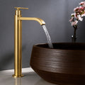 Llave Alta para Lavamanos Cascada 30,5 cm Agua Fría Oro Cepillado