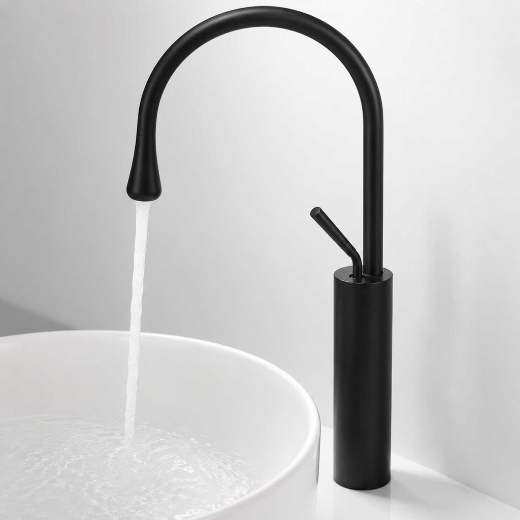 Grifería Monocontrol Alta Akira Negro Mate Para Lavamanos 46 cm