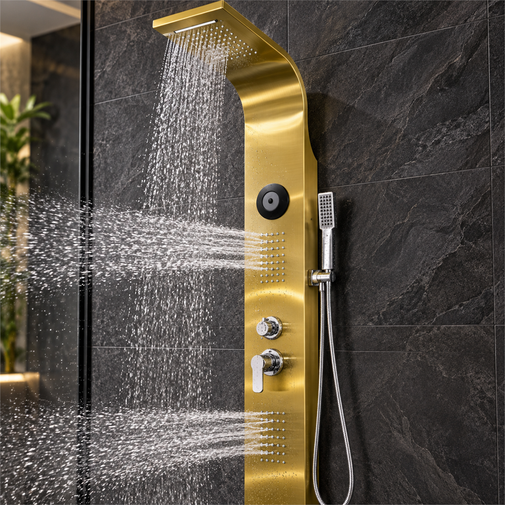 ambient Torre De Ducha Oro Con Bluetooth Y Teleducha