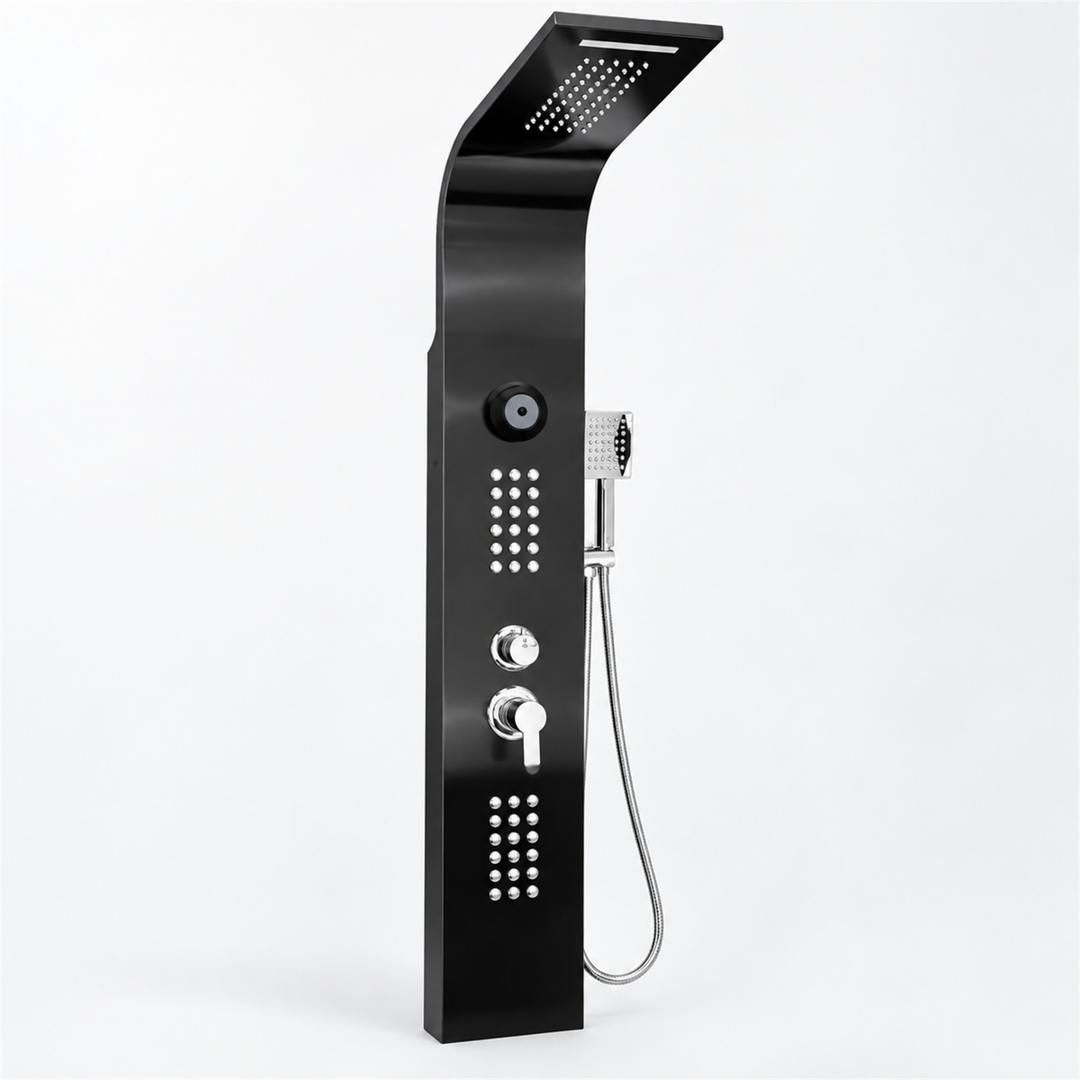 clean Torre De Ducha Negra Con Bluetooth Y Teleducha