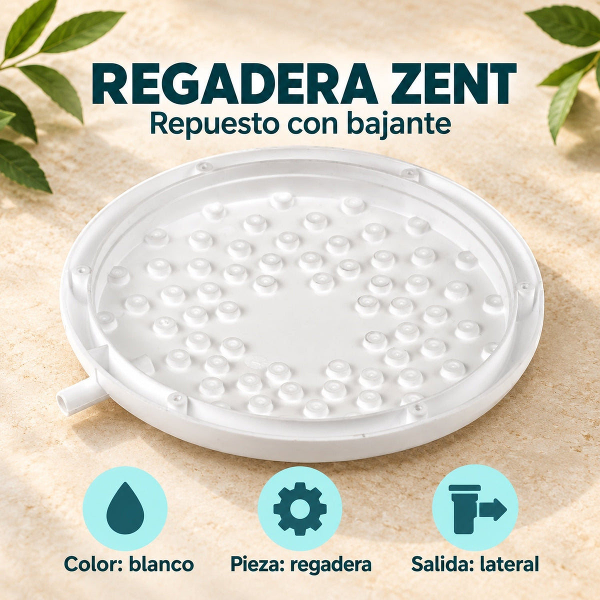 Regadera Blanca con Bajante para Ducha Zent: características