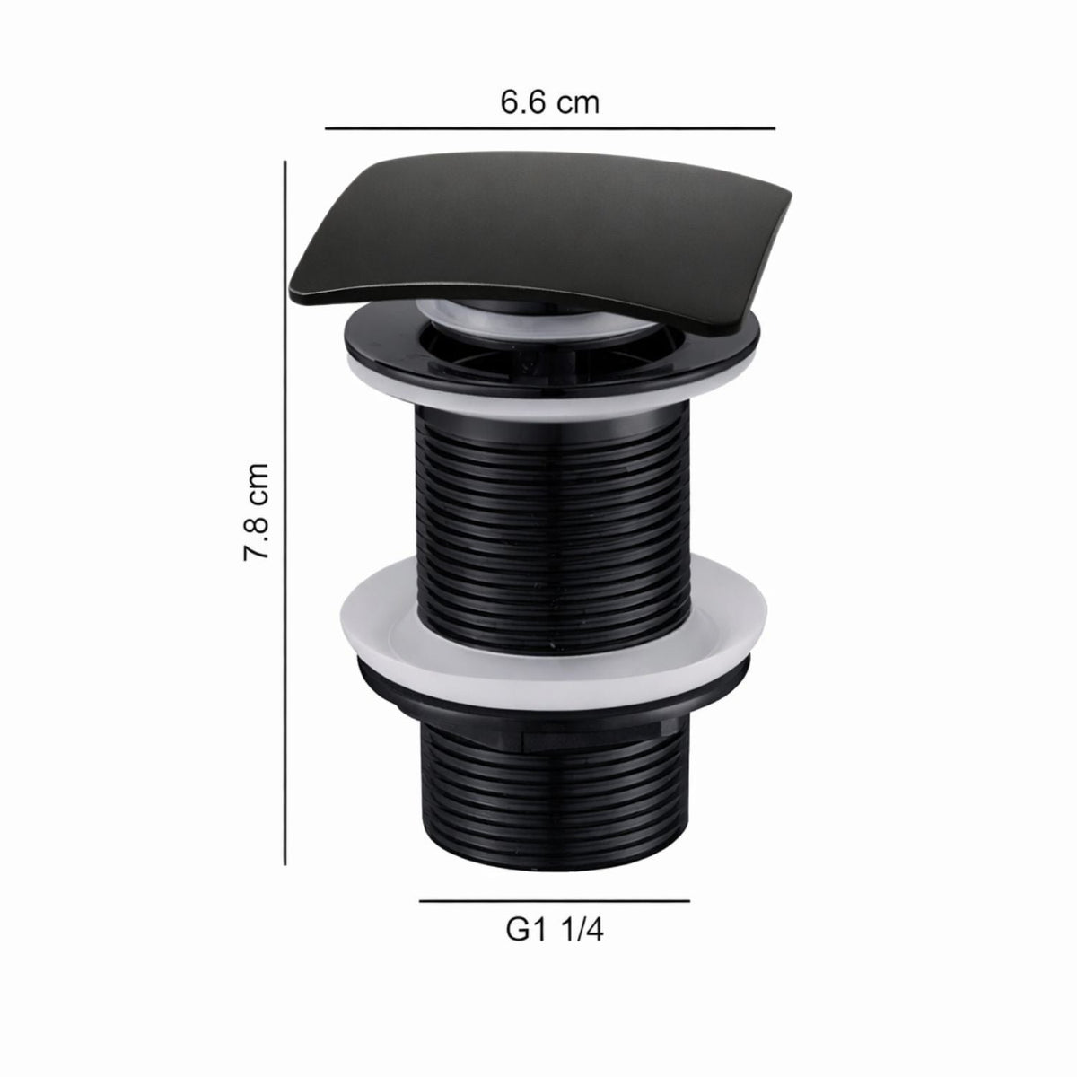 Desagüe Push Cuadrado Negro Mate 7,8 X 6,6 cm