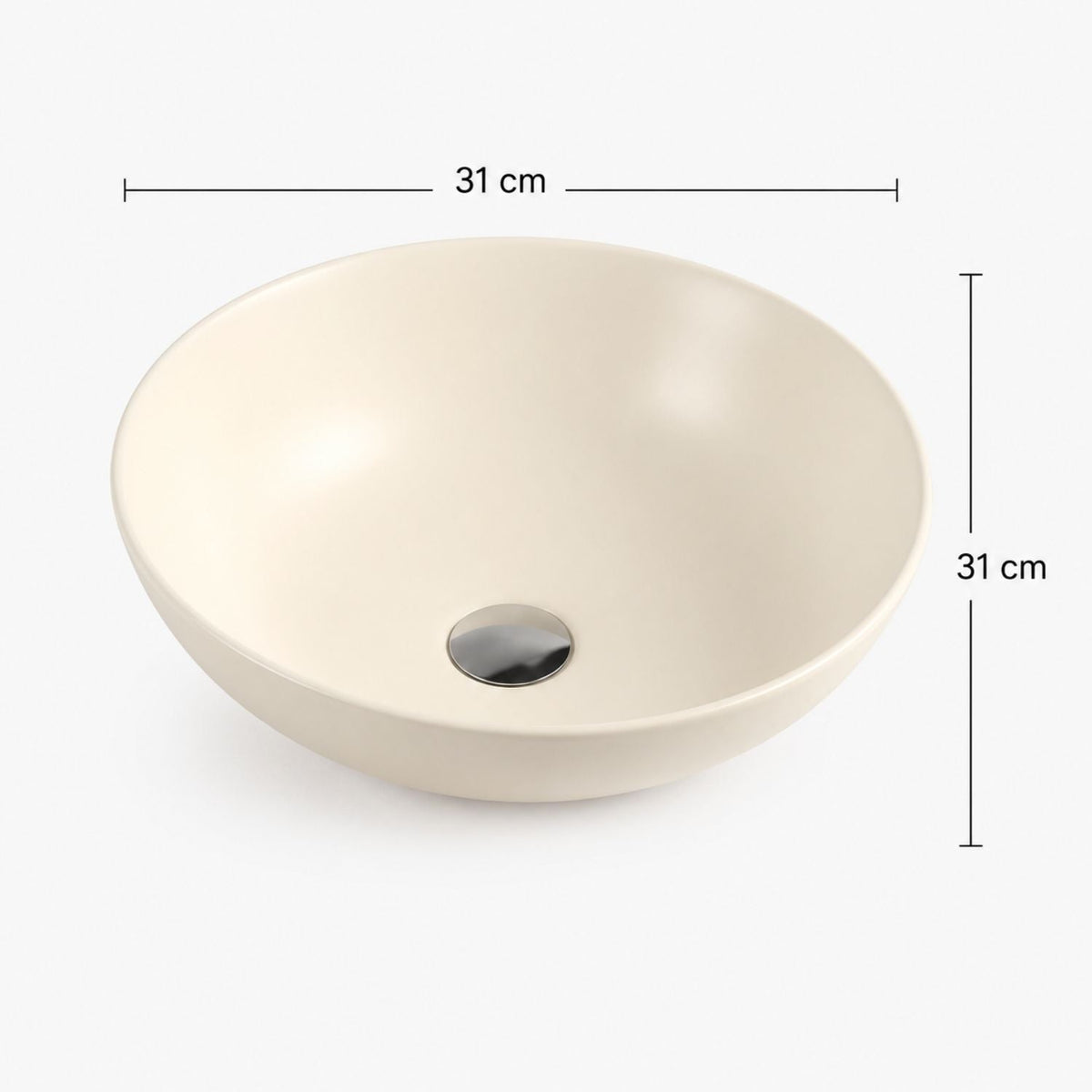 Lavamanos de Sobreponer Redondo en Porcelana Beige 31 × 31 cm