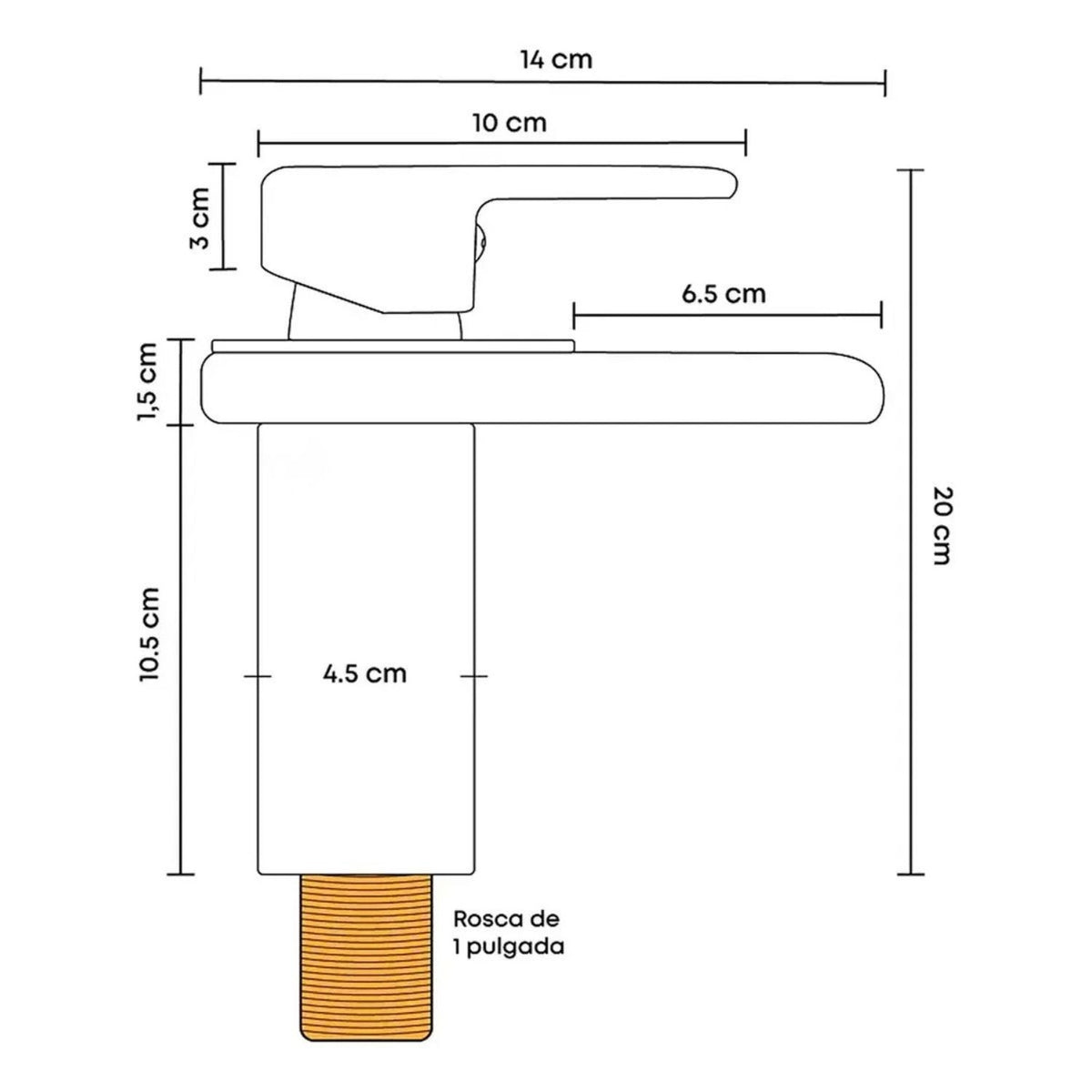 Grifería Monocontrol Lavamanos Cascada Negro Mate 20 cm