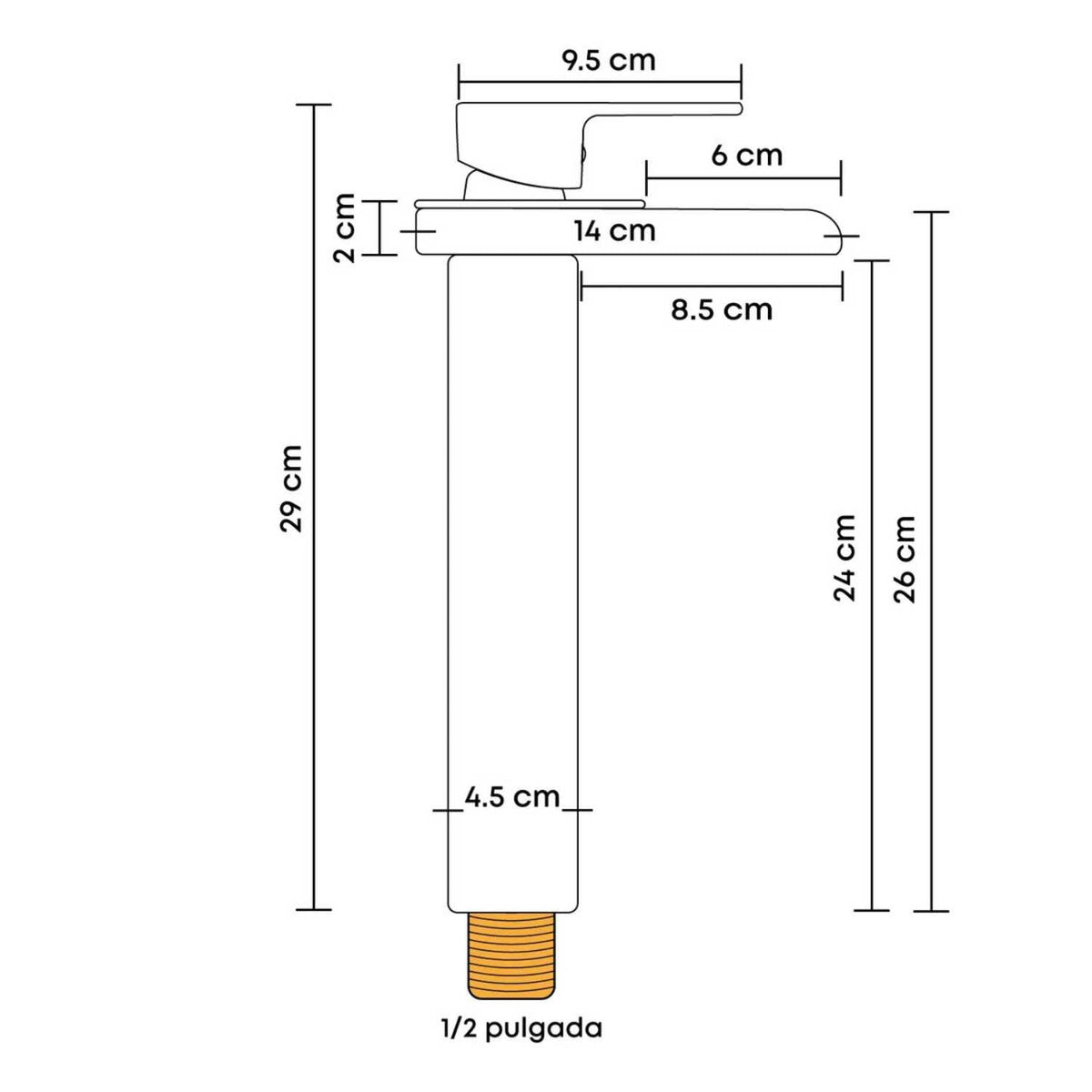 Grifería Monocontrol Cascada Negra Mate Para Lavamanos 29 cm
