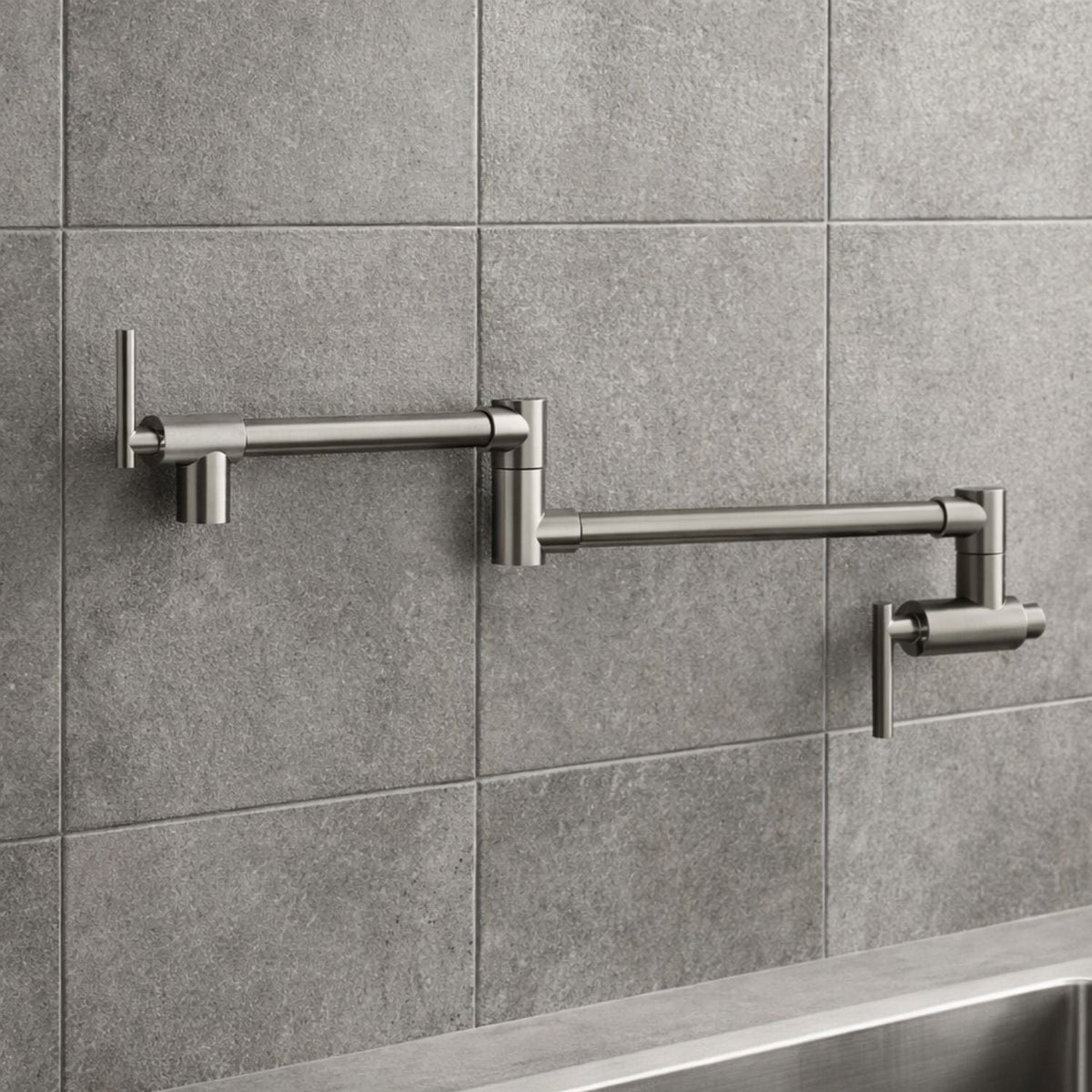Llave Muro Plegable Tessuto Niquel Texturizado Acero Inoxidable
