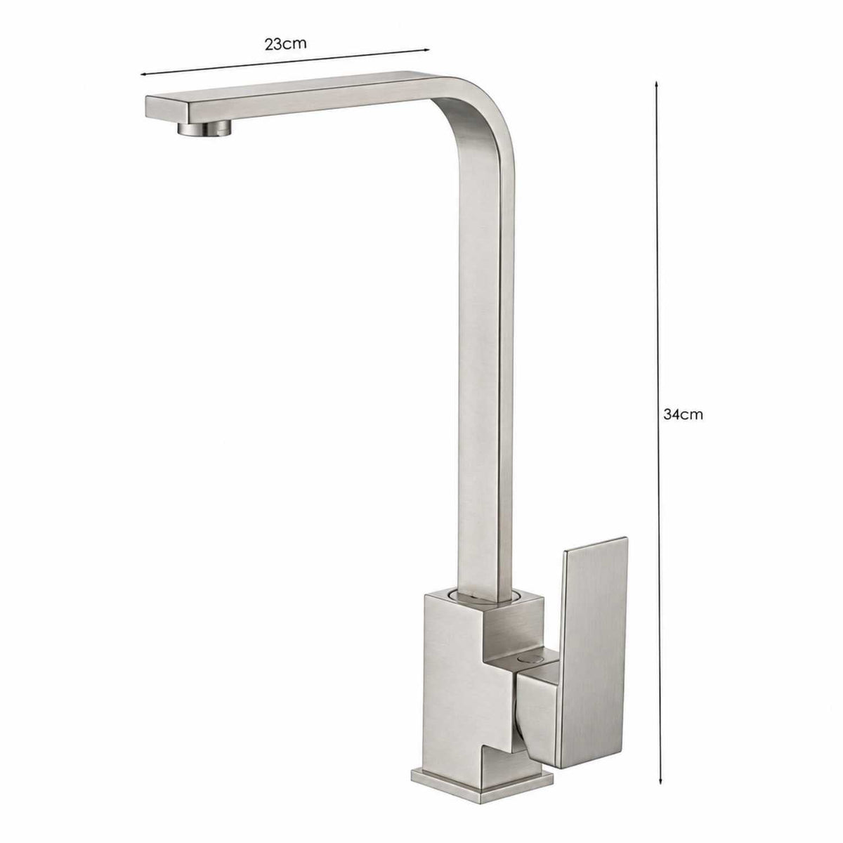 Grifería Lavaplatos Cuello en L Cuadrado Satín Monocontrol 34 cm Alto x 23 cm Alcance