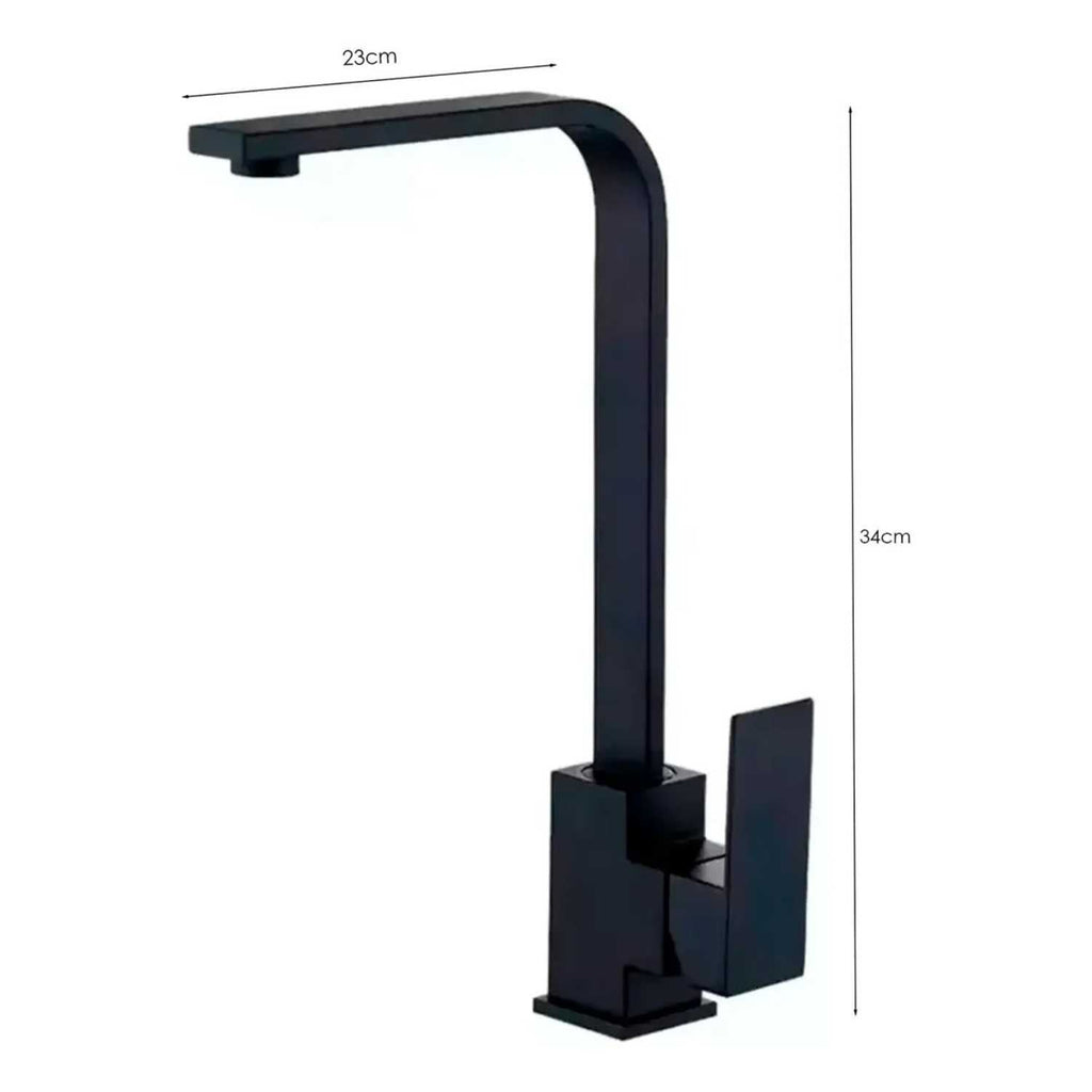 Grifería Monocontrol Lavaplatos Cuello En L Negro Mate 34 cm