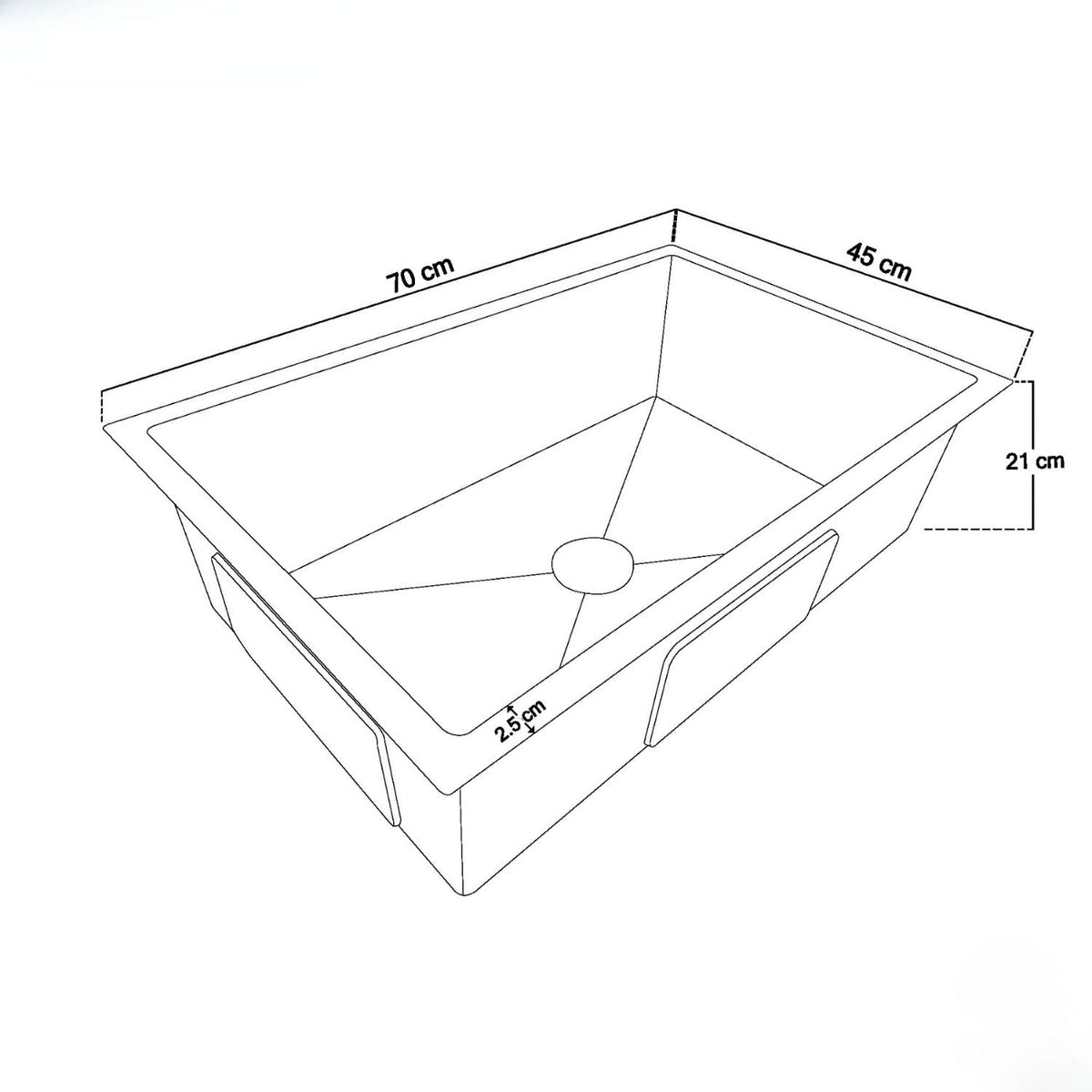 Lavaplatos Sencillo en Acero Inoxidable 304 de 70 × 45 × 21 cm