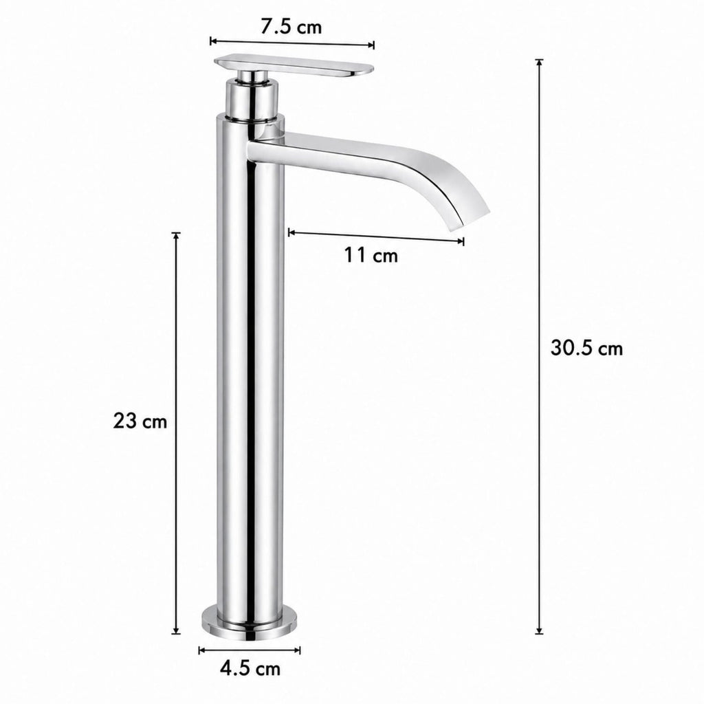 Llave Alta para Lavamanos Cascada 30,5 cm Agua Fría Cromada