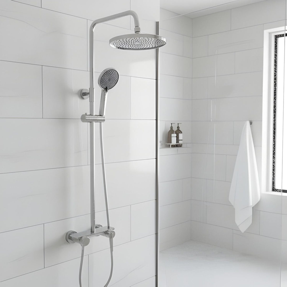 Columna De Ducha Con Mezclador Lusso Níquel Texturizado