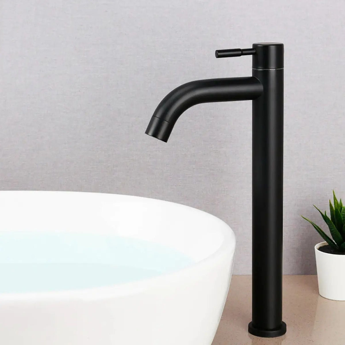 Llave Lavamanos Alta Negra 30 cm Tipo Bowl Monocontrol