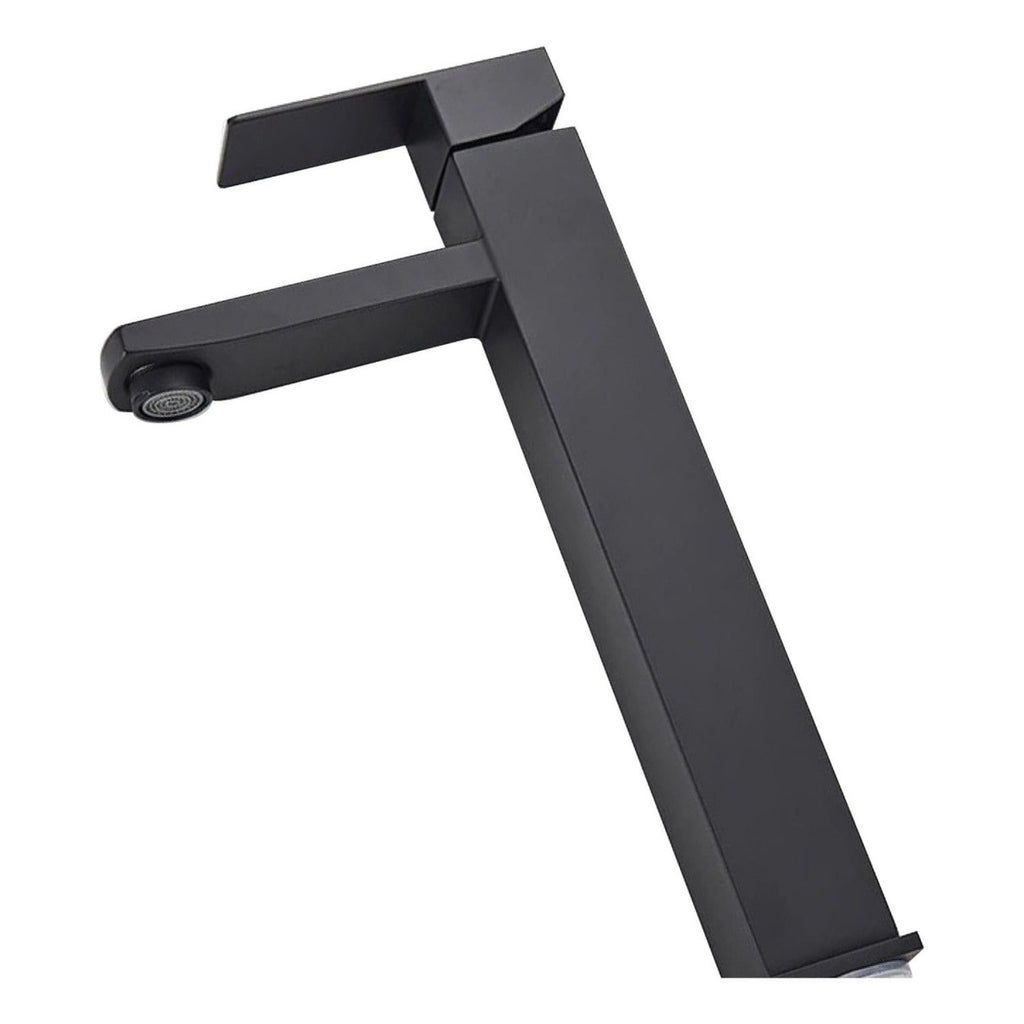 Griferia Lvm Alta Mezclador Negro + Push Negro Acabado Mate