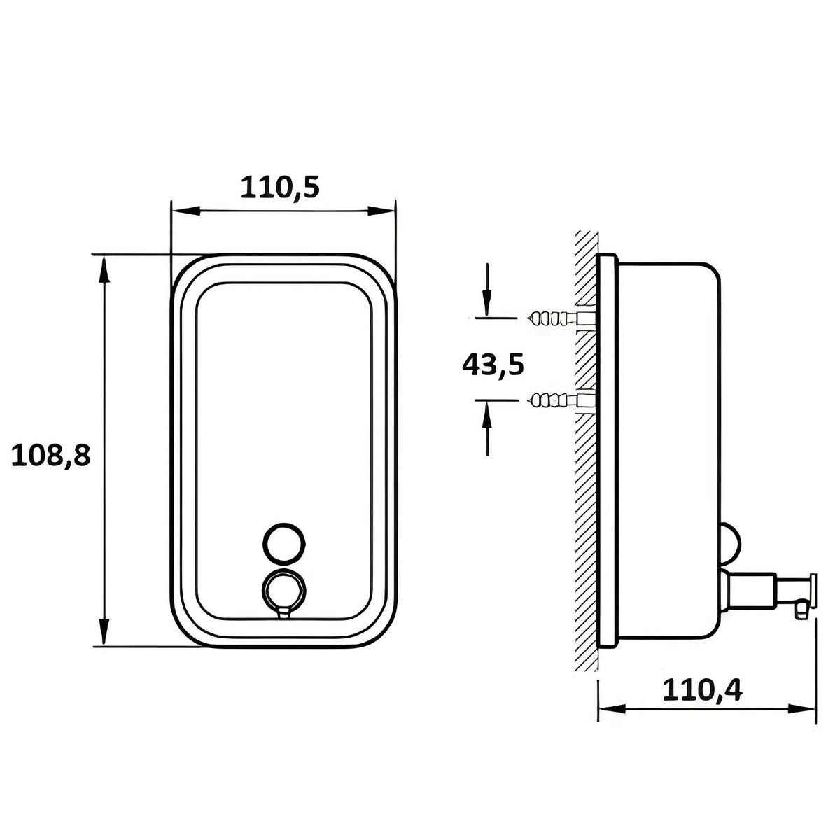 Dispensador de Jabón Líquido de Muro en Acero Inoxidable 800 ml - imagen 2