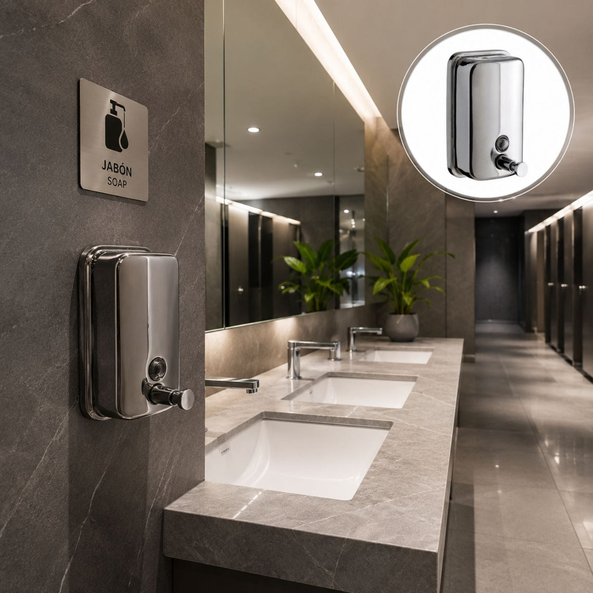 Dispensador de Jabón Líquido de Muro en Acero Inoxidable 800 ml - imagen 1