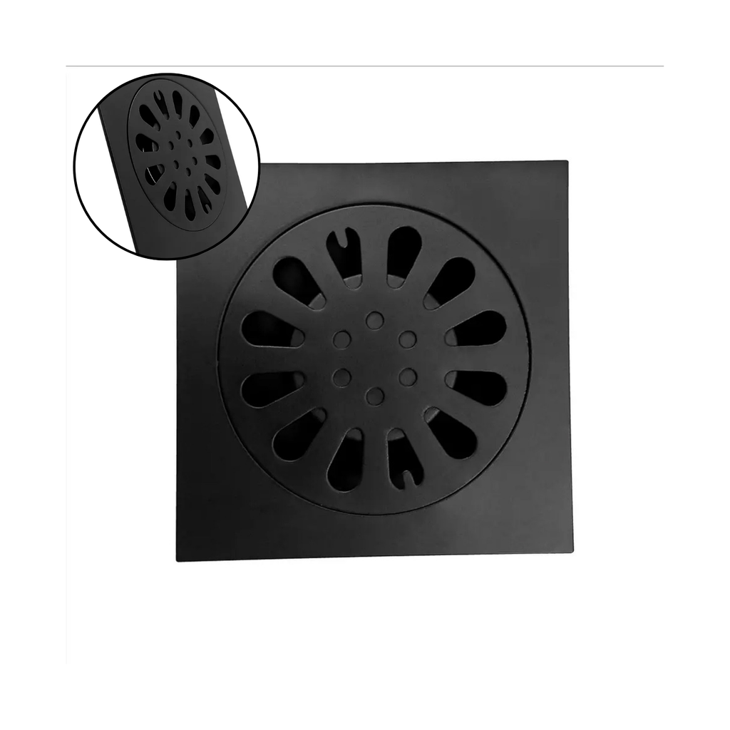 Rejilla De Piso Cuadrada 10 X 10cm Negro Mate