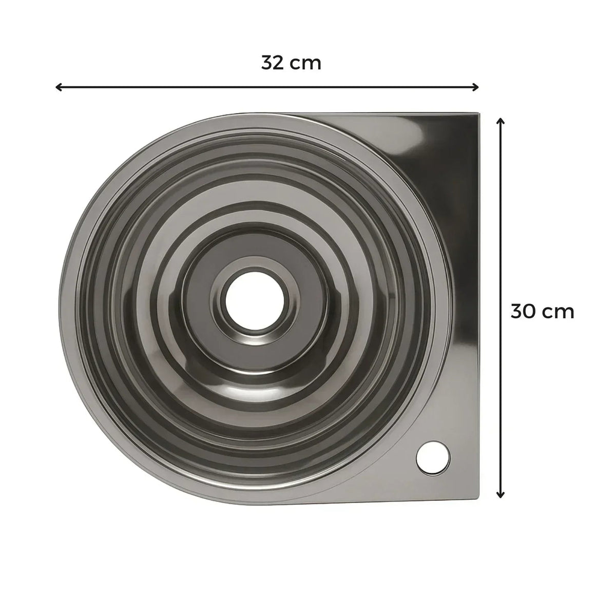 Set Lavamanos Plataforma Acero Inoxidable 30x32cm Pared + Desague