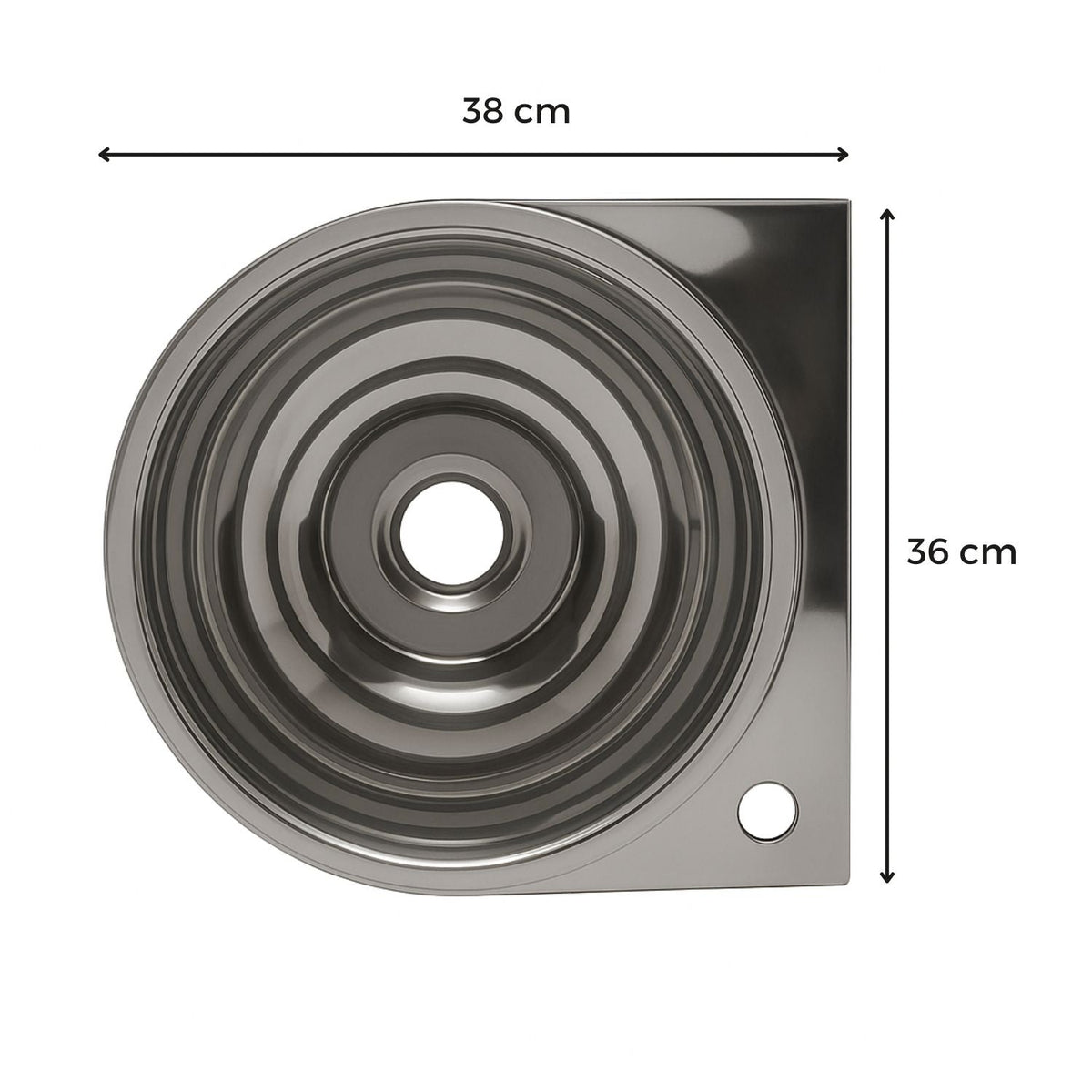 Set Lavamanos Plataforma Acero Inoxidable 36x38cm Pared + Desague