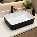Lavamanos de Sobreponer Blanco Negro Porcelana 50 x 39 x 15 cm Rectangular para Baño