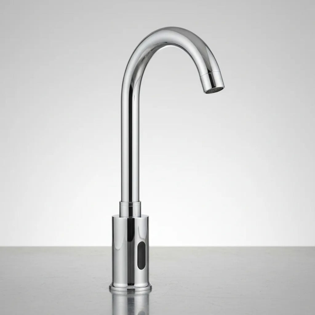 Grifería Sensor Lavamanos Cuello Alto Infrarrojo Hibrida Cro