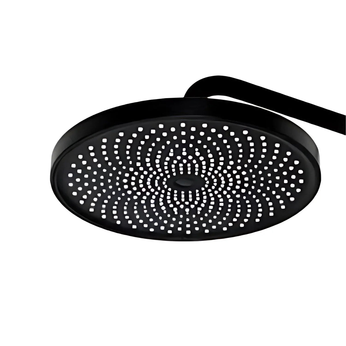 Regadera de Lujo de 20 cm con Tubo y Escudo – Negro Mate, Alta Presión