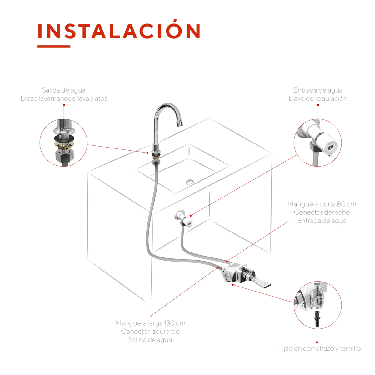 Válvula de Pedal para Lavamanos Institucional en Latón Cromado | Uso Alto Tráfico