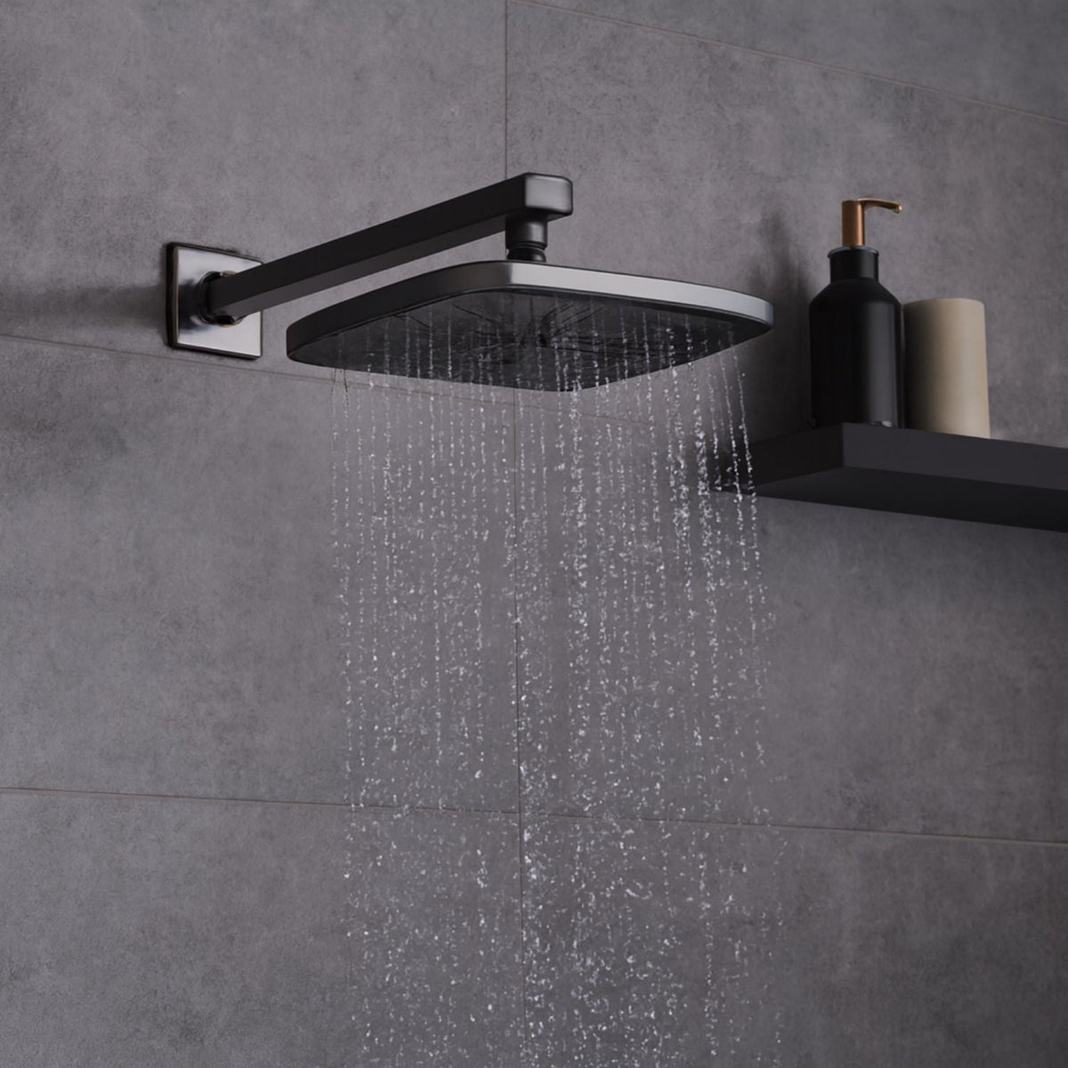 Regadera Rectangular 10 Gris Concreto Acero Inoxidable Ducha