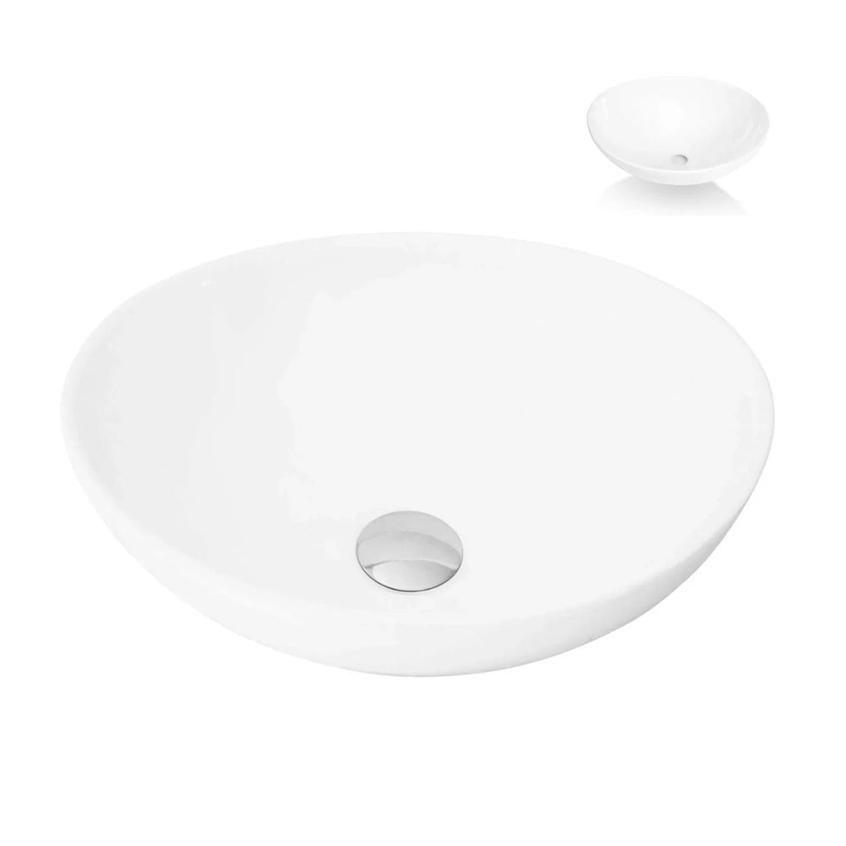 Lavamanos Tipo Vessel Sobre Poner Canoa Blanco + Grifería Lavamanos Poste Alto Agua Fría + Sifón Desagüe Push Flexible Corrugado