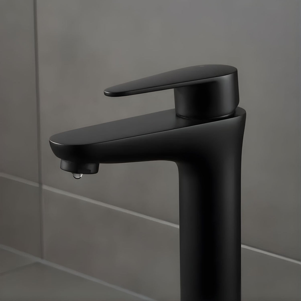 Lavamanos Monocontrol Alto Posto Negro Mate Diseño Moderno