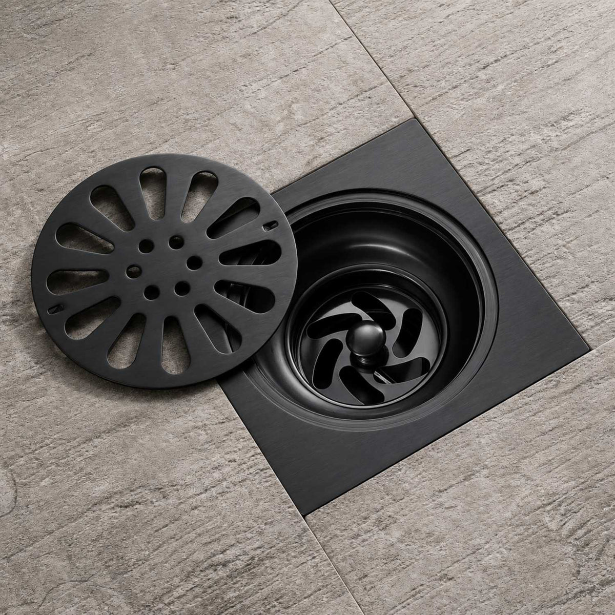 Rejilla De Piso Flor Negra 10 X 10 cm