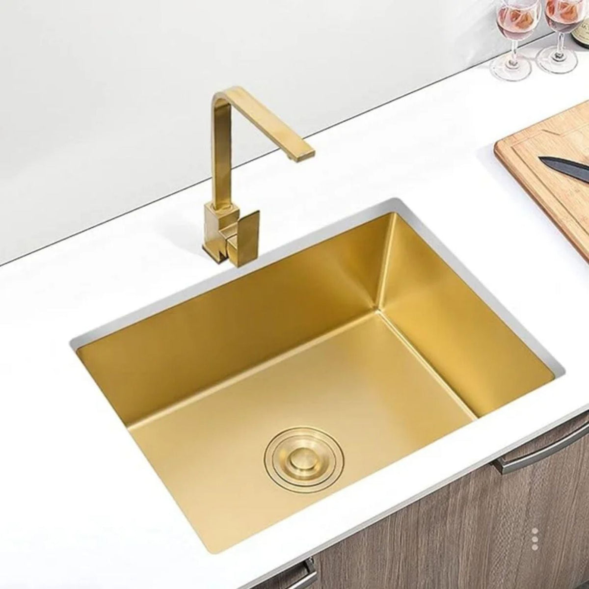 Lavaplatos Empotrado Acero 304 Dorado Mate 60 X 45 X 21 cm