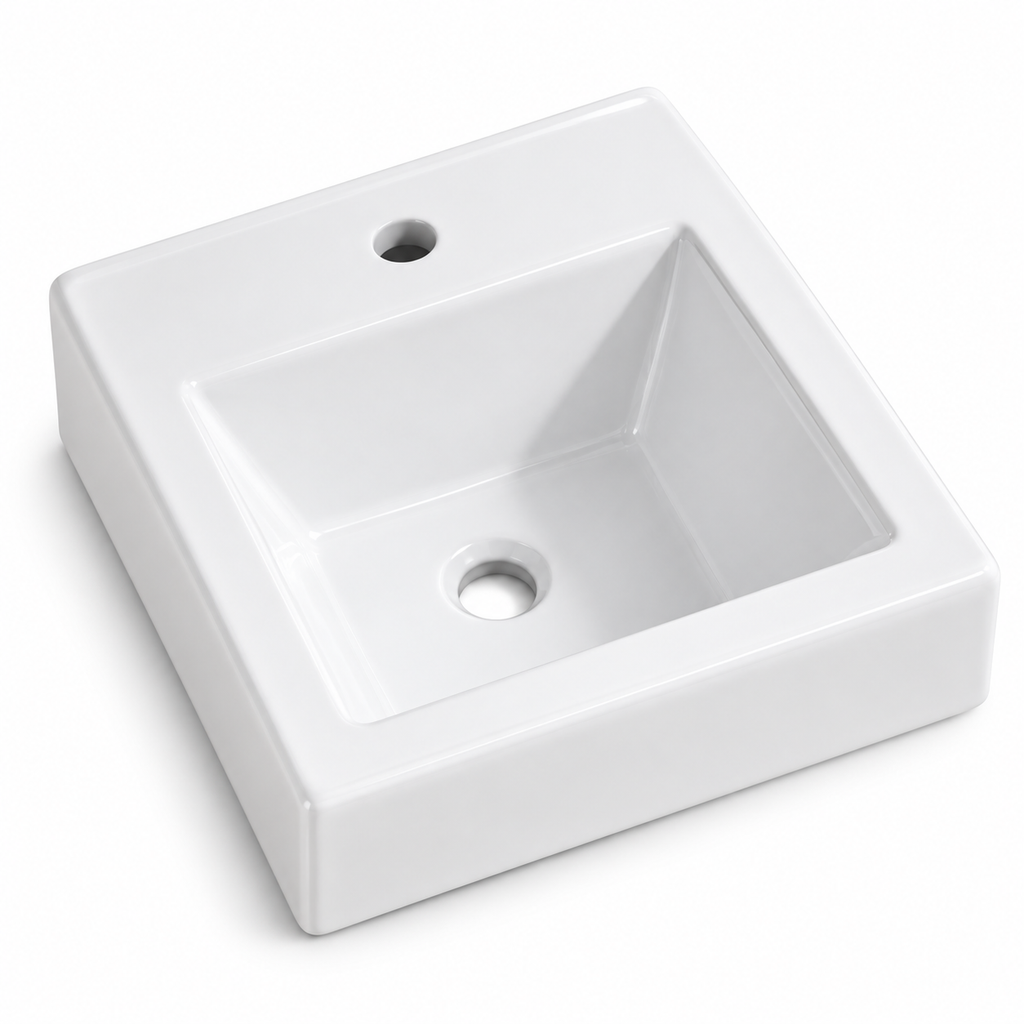 Lavamanos Integrado De Porcelana Blanco 40 X 36 X 17 Cm sobre fondo claro