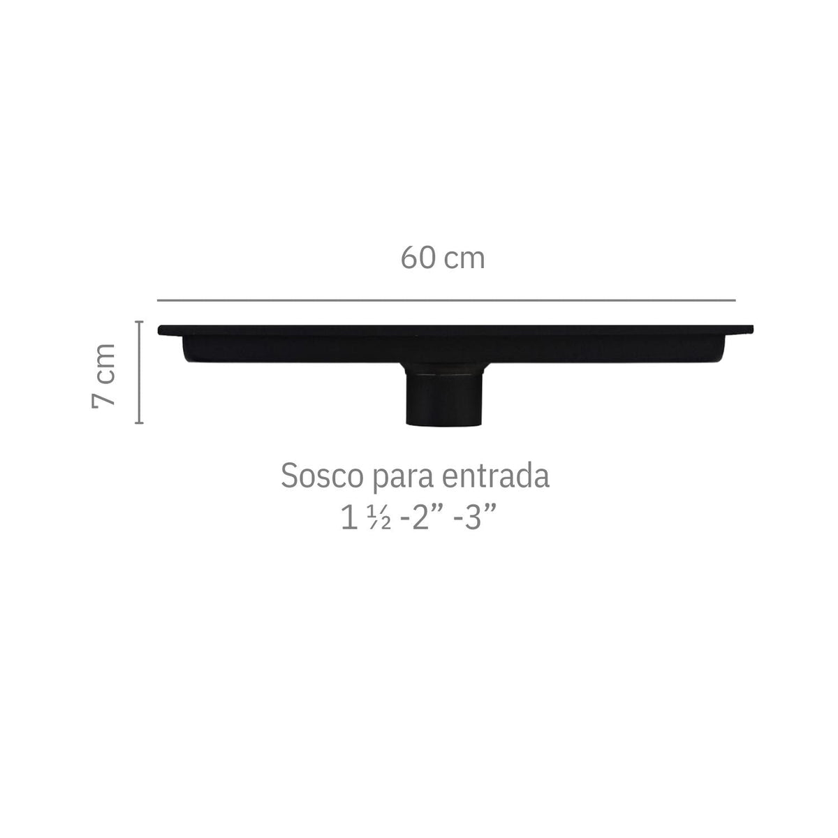 Rejilla Sifón Piso Invisible 60cm X 10cm Acero 304 Negra