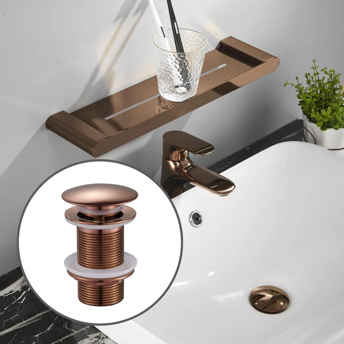 Desagüe Push Cobre Con Sosco 7,8 X 6,6 cm