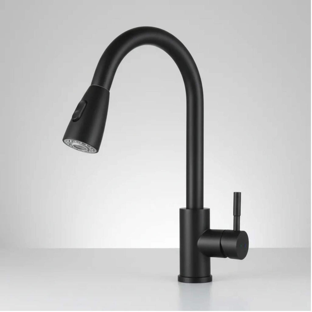 Grifería lavaplatos extraíble negra XL – vista frontal