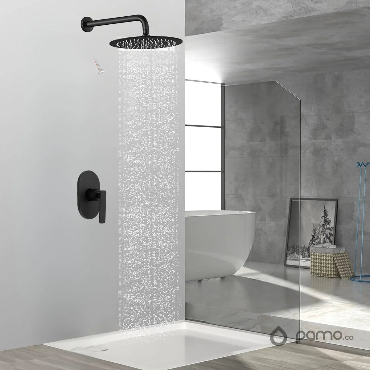 Kit grifería ducha monocontrol + regadera de 20 cm - acabado Cromo