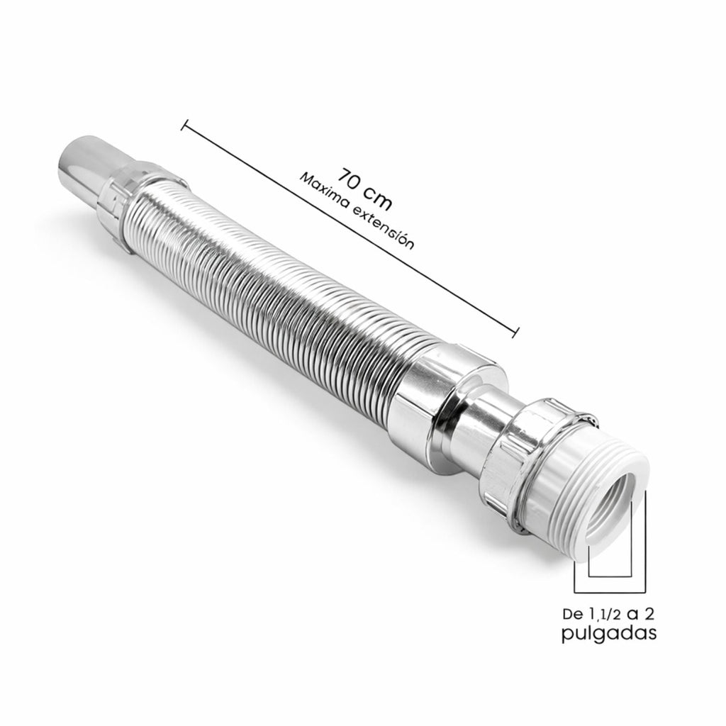 Sifón flexible cromado para lavamanos, componente incluido en el combo