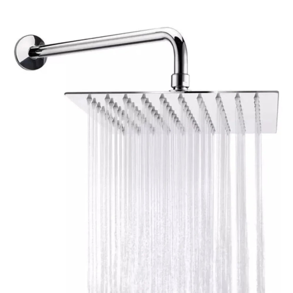 Regadera Plana Metalica 20 cms Cuadrada Con Tubo