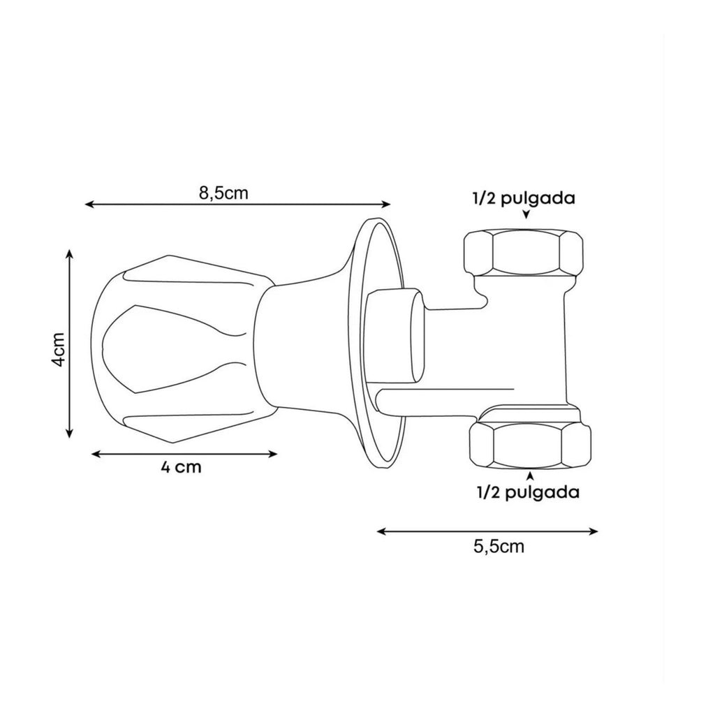Llave de Paso para Ducha Cromada de 1/2 Pulgada